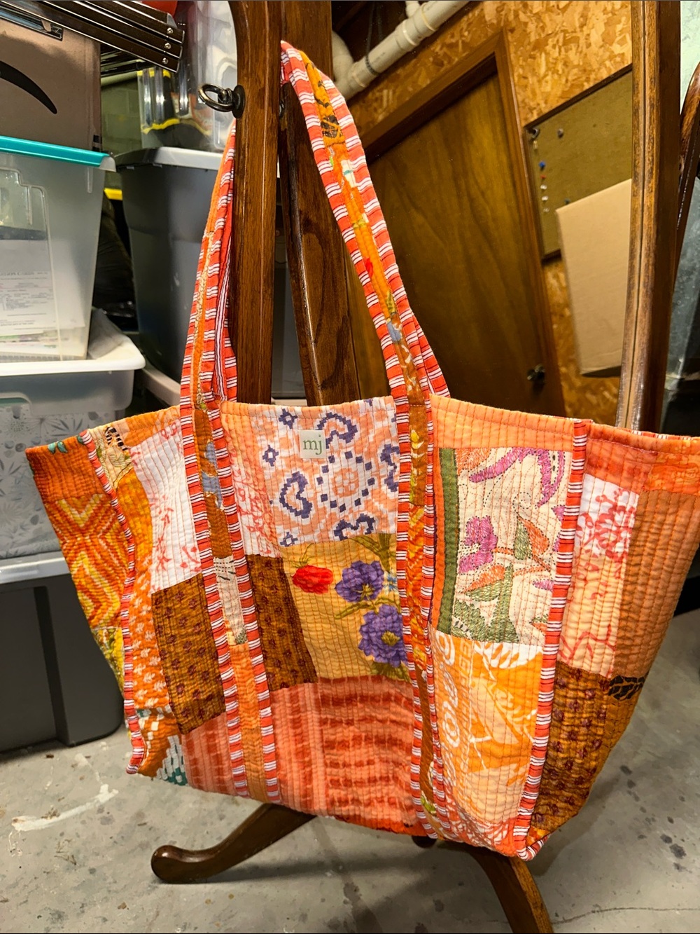 Maddy Jae Original Quilted Tote bag in Clementine
 (No longer sold)